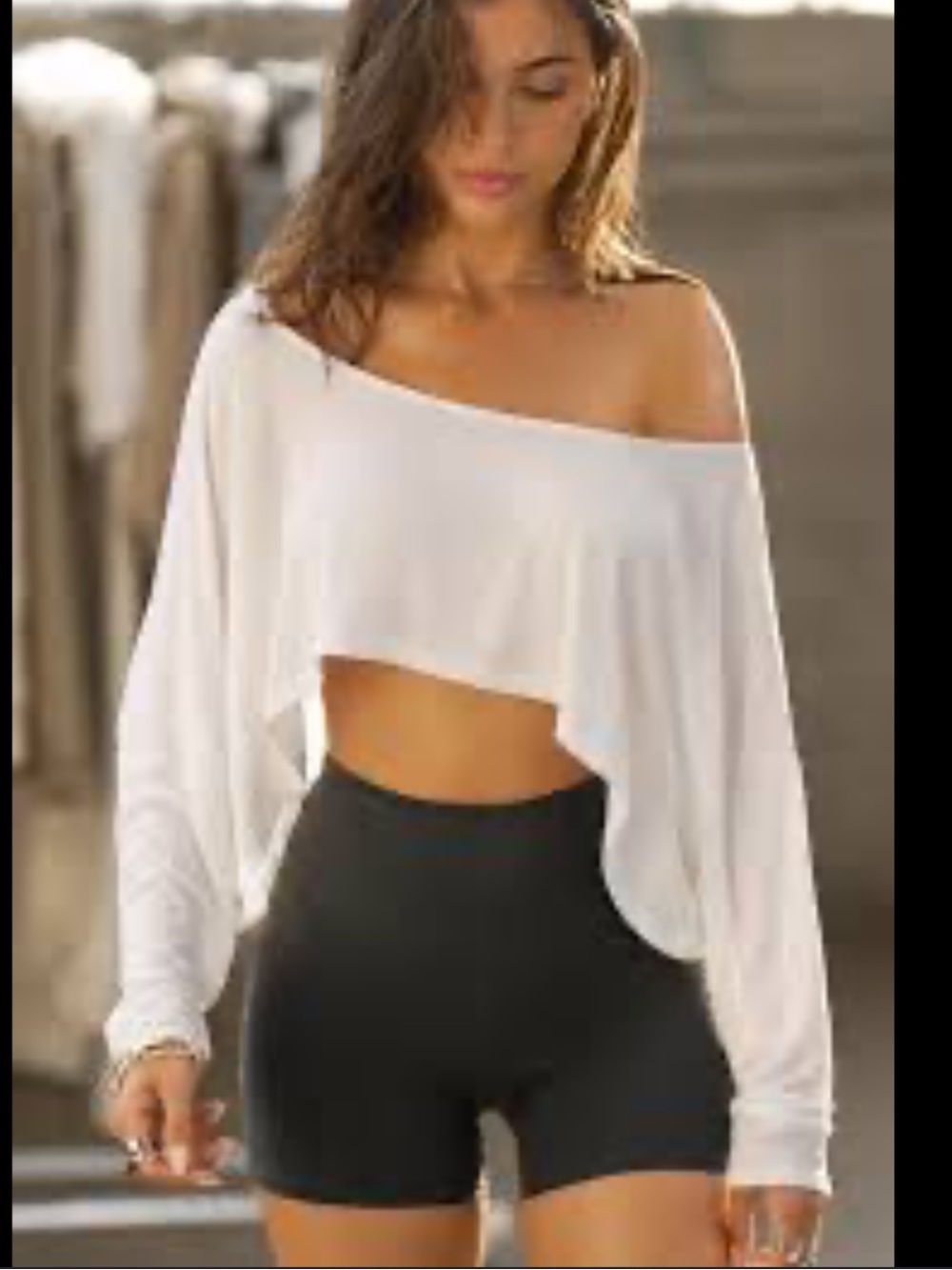 NWT Joah brown long sleeve slouchy crop top
